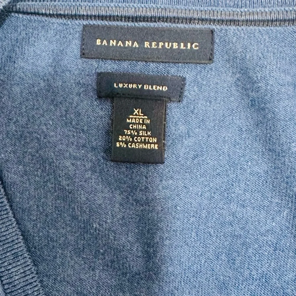 Banana Repablic Luxury Blend Mens Sweater Pullover V-Neck Blue‎ Size XL